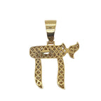 14K Yellow Gold Jewish Chai Sign VS Diamond Pendant 2.0 CT 1.7"