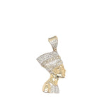 10K Yellow Gold Egyptian Nefertiti Diamond Pendant 0.50 CT 1.65"