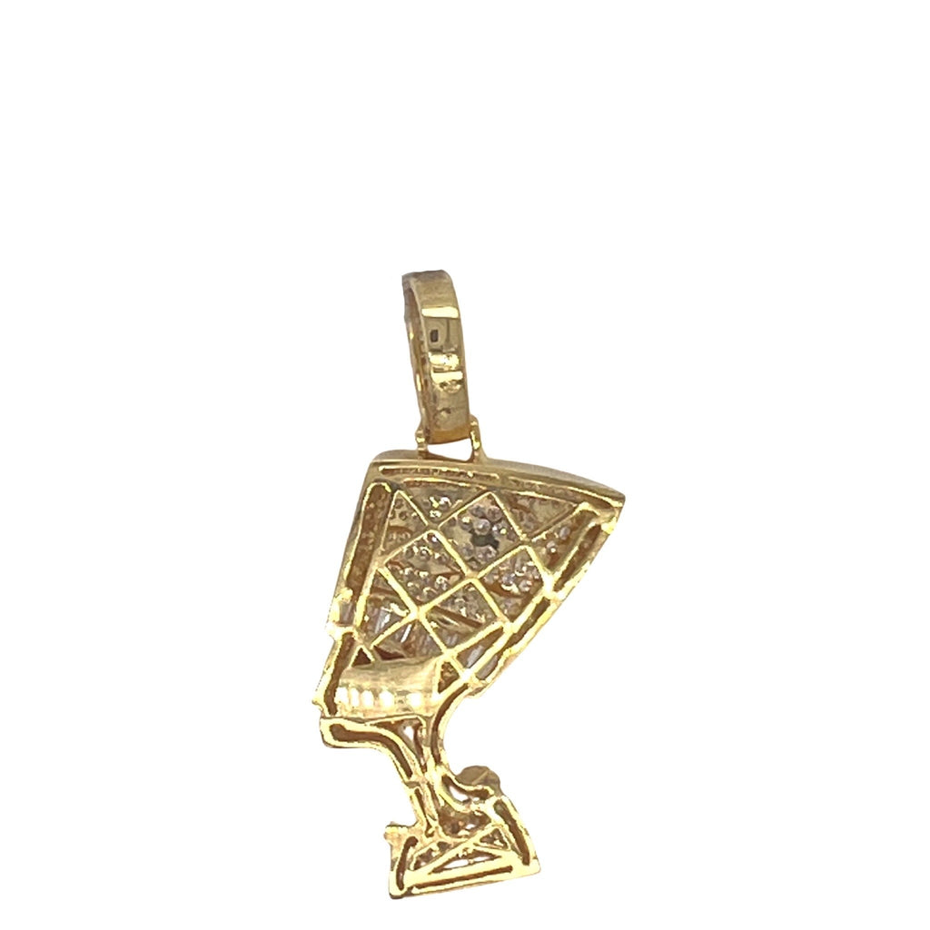 14K Yellow Gold Egyptian Nefertiti VS Diamond Pendant 2.5 CT 1.85"
