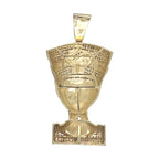 10K Yellow Gold Egyptian Nefertiti Diamond Pendant 1.5 CT 2.2"