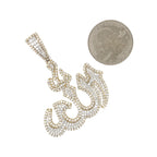10K Two-Tone Gold Muslim Arabic Allah Diamond Pendant 3.03 CT 2.15"
