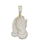 10K Yellow Gold Praying Hands VS Diamond Pendant 4.6 CT 2.15"
