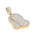 10K Yellow Gold Praying Hands VS Diamond Pendant 4.6 CT 2.15"