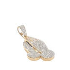 10K Yellow Gold Praying Hands Diamond Pendant 1.1 CT 1.8"