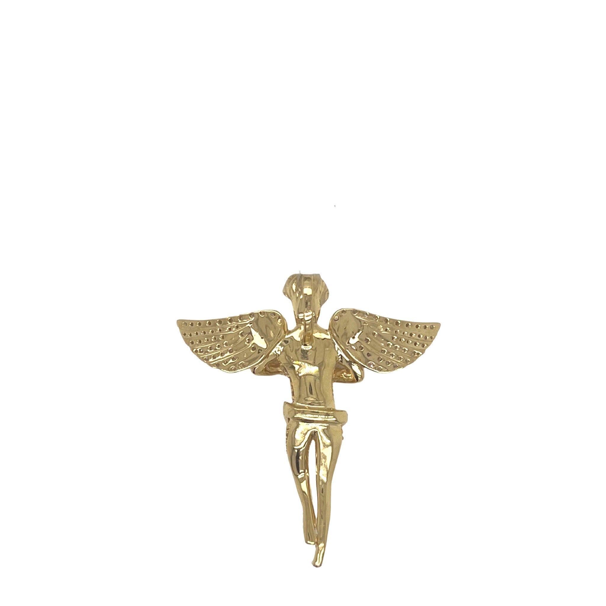 10K Yellow Gold Angel Cherub VS Diamond Pendant 1.51 CT 1.5"