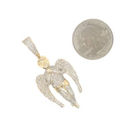 10K Yellow Gold Angel Cherub Diamond Pendant 1.3 CT 2"
