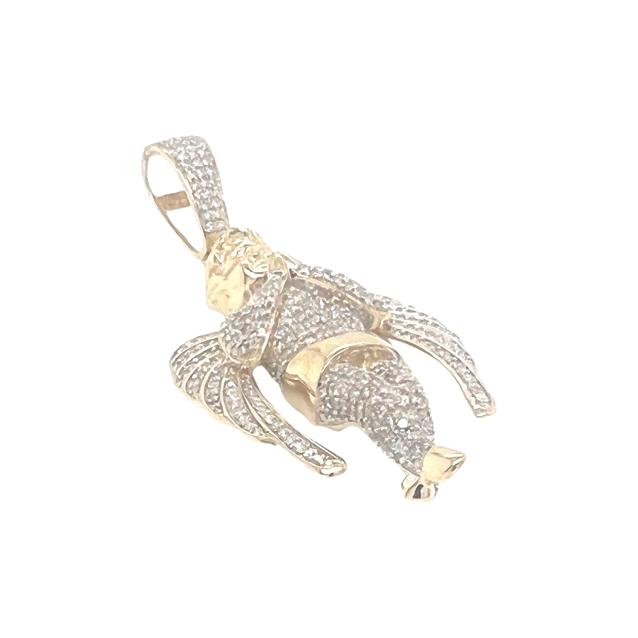 10K Yellow Gold Angel Cherub Diamond Pendant 1.3 CT 2"