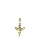 10K Yellow Gold Angel Cherub Diamond Pendant 0.25 CT 1.4"