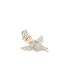 10K Yellow Gold Crown Angel Cherub Diamond Pendant 0.50 CT 1.3"