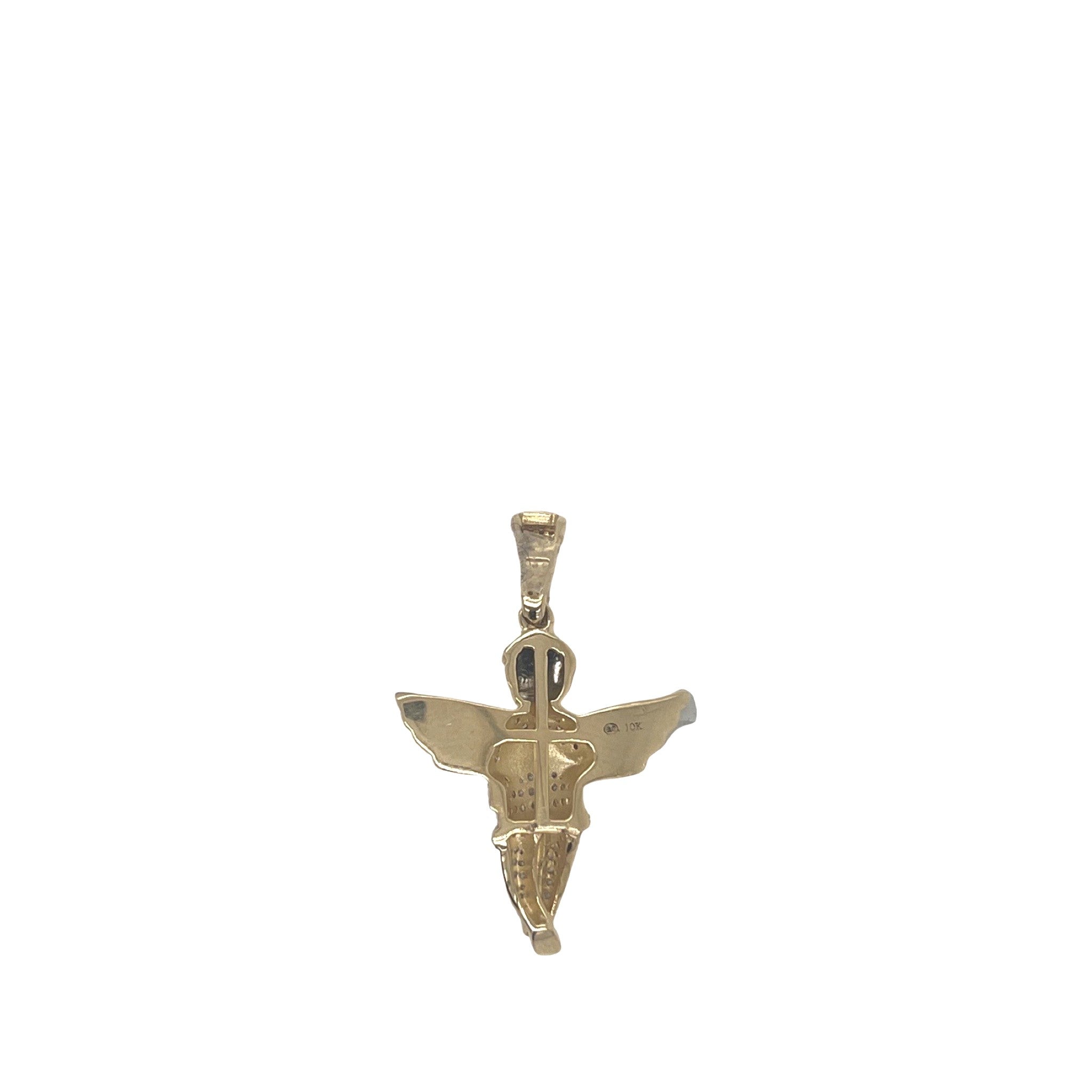 10K Yellow Gold Angel Cherub Diamond Pendant 0.50 CT 1.3"