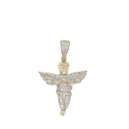 10K Yellow Gold Angel Cherub Diamond Pendant 0.50 CT 1.3"