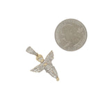10K Yellow Gold Angel Cherub Diamond Pendant 0.50 CT 1.3"