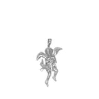 10K White Gold Angel Cherub Diamond Pendant 0.45 CT 1.6"