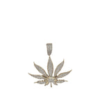 10K Yellow Gold Marijuana Leaf Diamond Pendant 0.55 CT 1.4"
