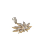10K Yellow Gold Marijuana Leaf Diamond Pendant 0.55 CT 1.4"