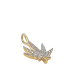 10K Yellow Gold Marijuana Leaf Diamond Pendant 0.75 CT 1.25"