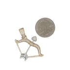 14K Two-Tone Gold Sagittarius Bow & Arrow Diamond Pendant 2.0 CT 1.65"