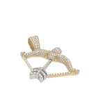 14K Two-Tone Gold Sagittarius Bow & Arrow Diamond Pendant 2.0 CT 1.65"