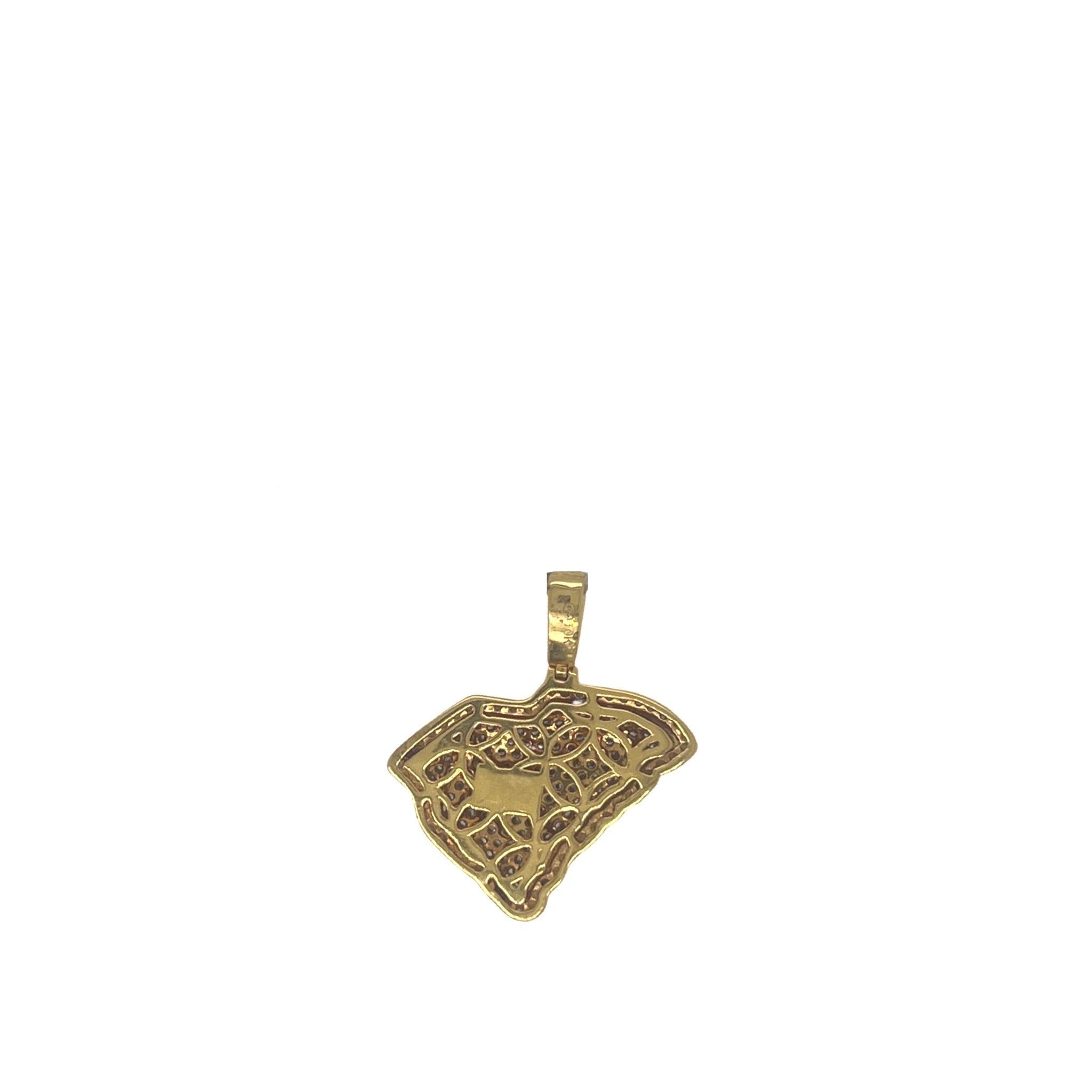 10K Yellow Gold South Carolina Map VS Diamond Pendant 1.1 CT 1"