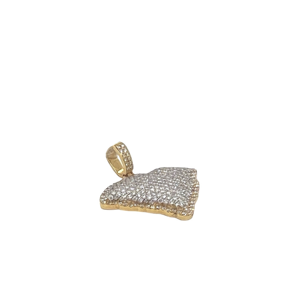 10K Yellow Gold South Carolina Map VS Diamond Pendant 1.1 CT 1"