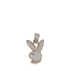 Custom 10K Rose Gold Playboy Bunny Logo Diamond Pendant 0.80 CT 1.2"
