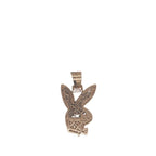 Custom 10K Rose Gold Playboy Bunny Logo Diamond Pendant 0.80 CT 1.2"