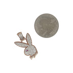 Custom 10K Rose Gold Playboy Bunny Logo Diamond Pendant 0.80 CT 1.2"