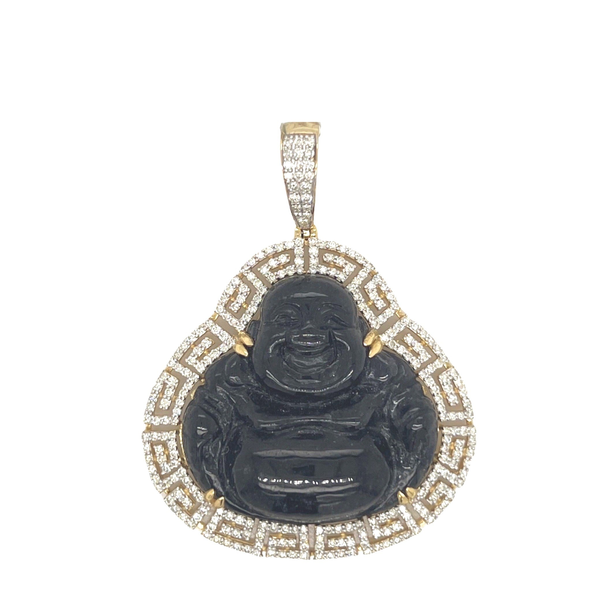 10K Yellow Gold Laughing Buddha Diamond Pendant 0.50 CT 2.0 "