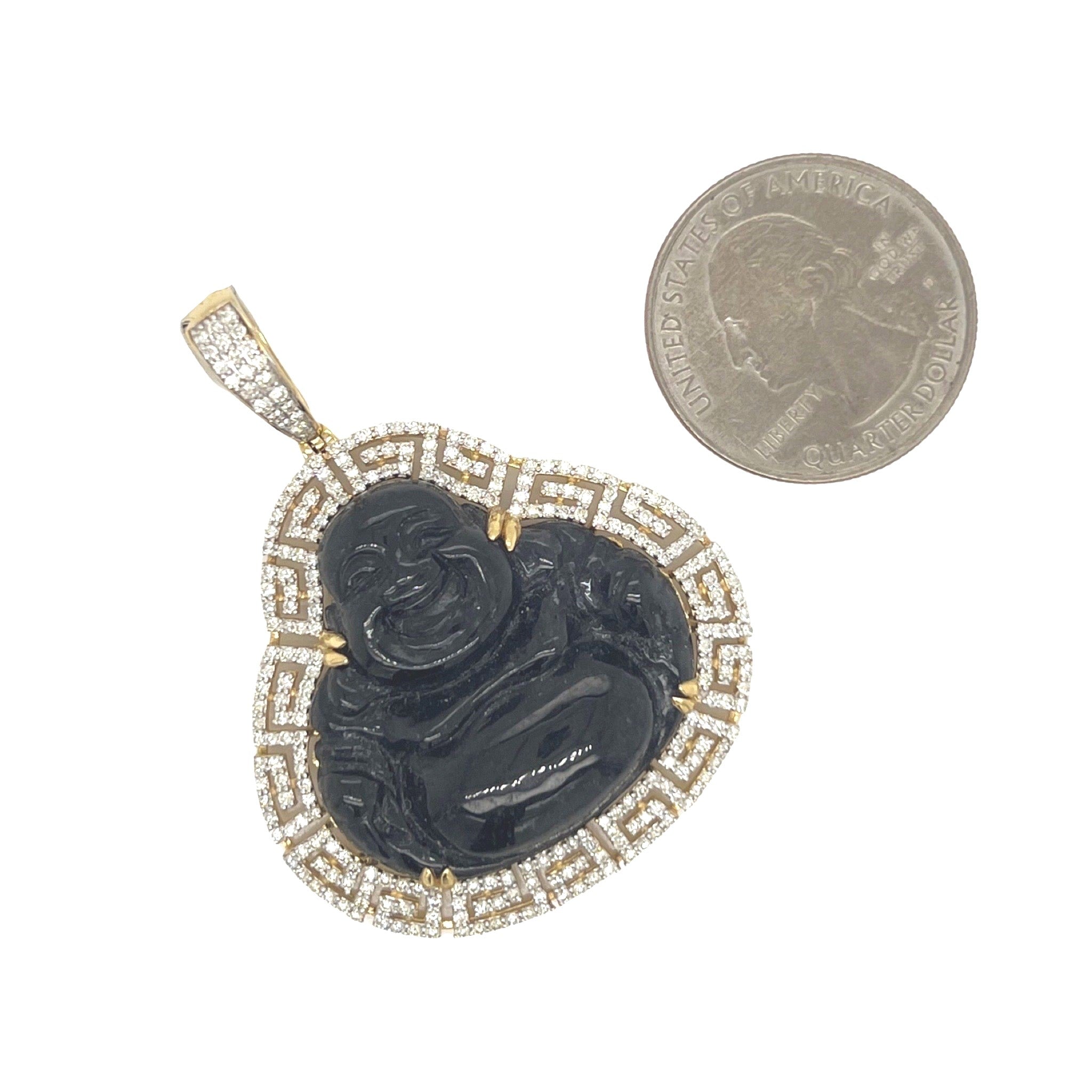 10K Yellow Gold Laughing Buddha Diamond Pendant 0.50 CT 2.0 "