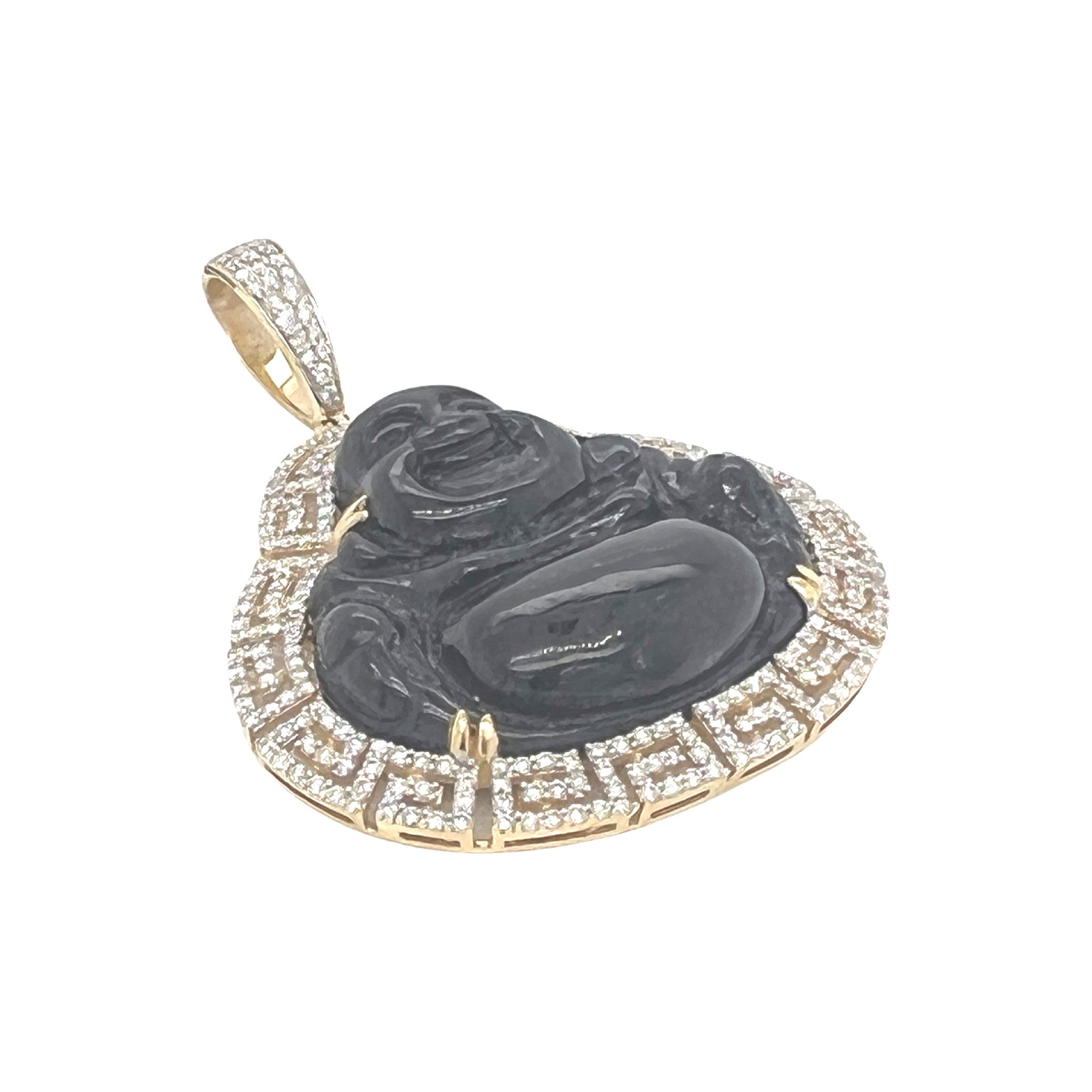 10K Yellow Gold Laughing Buddha Diamond Pendant 0.50 CT 2.0 "