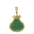 10K Yellow Gold Crown Laughing Buddha Diamond Pendant 1.65 CT 2.1"