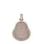 10K Yellow Gold Laughing Buddha Diamond Pendant 0.65 CT 1.65"