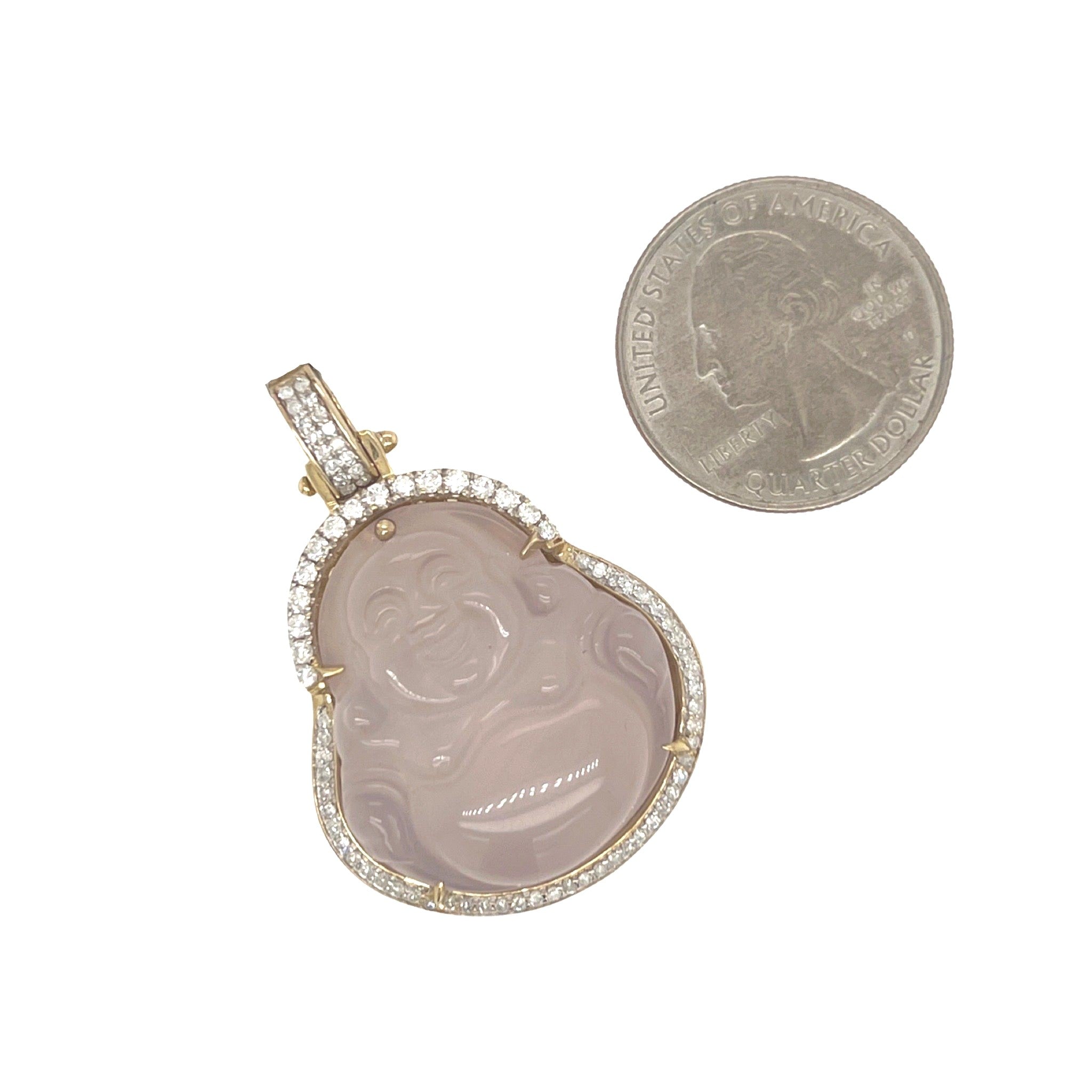 10K Yellow Gold Laughing Buddha Diamond Pendant 0.65 CT 1.65"