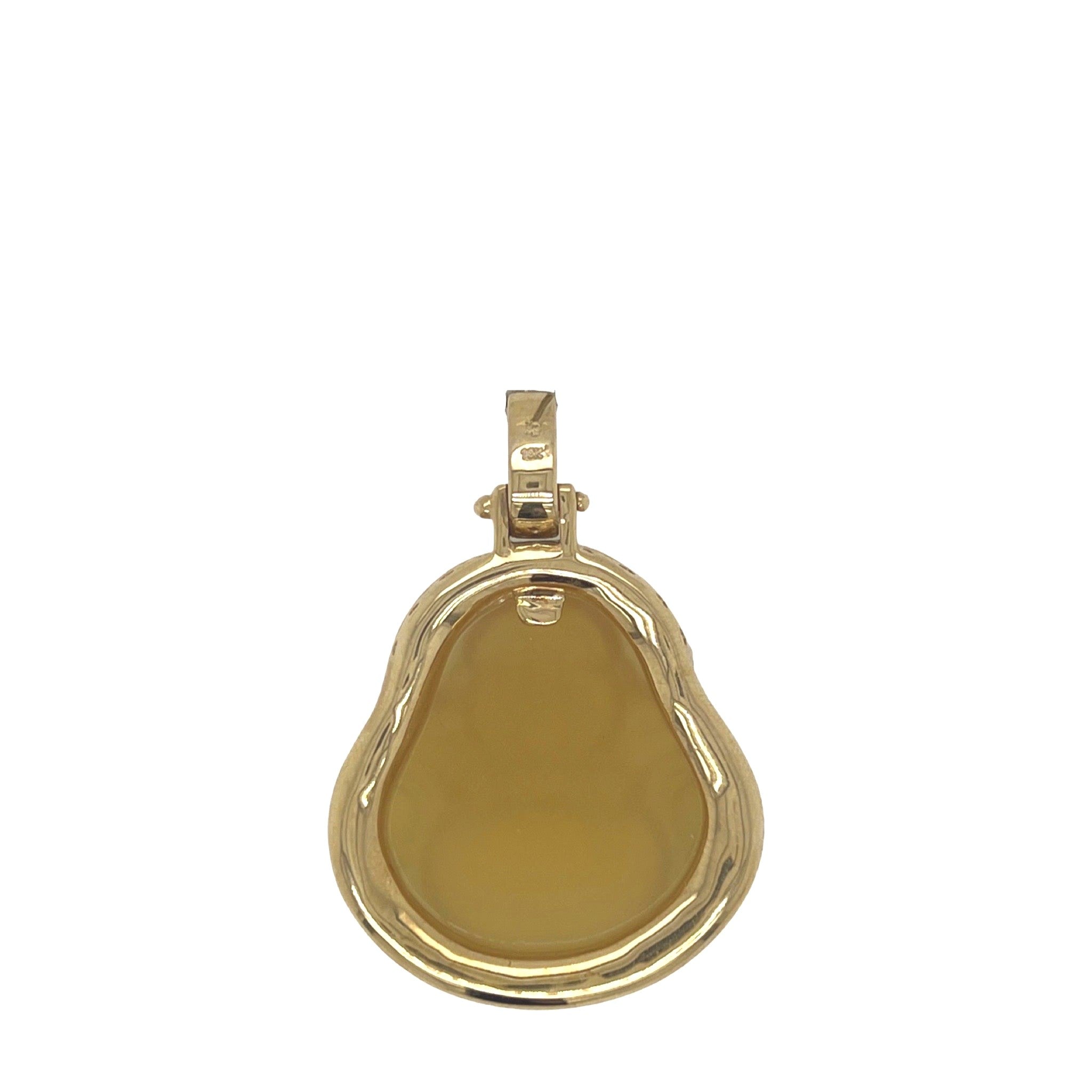 10K Yellow Gold Laughing Buddha Diamond Pendant 0.60 CT 1.65"