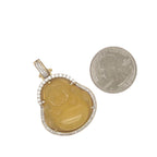 10K Yellow Gold Laughing Buddha Diamond Pendant 0.60 CT 1.65"
