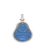 10K Yellow Gold Laughing Buddha Diamond Pendant 0.65 CT 1.65"