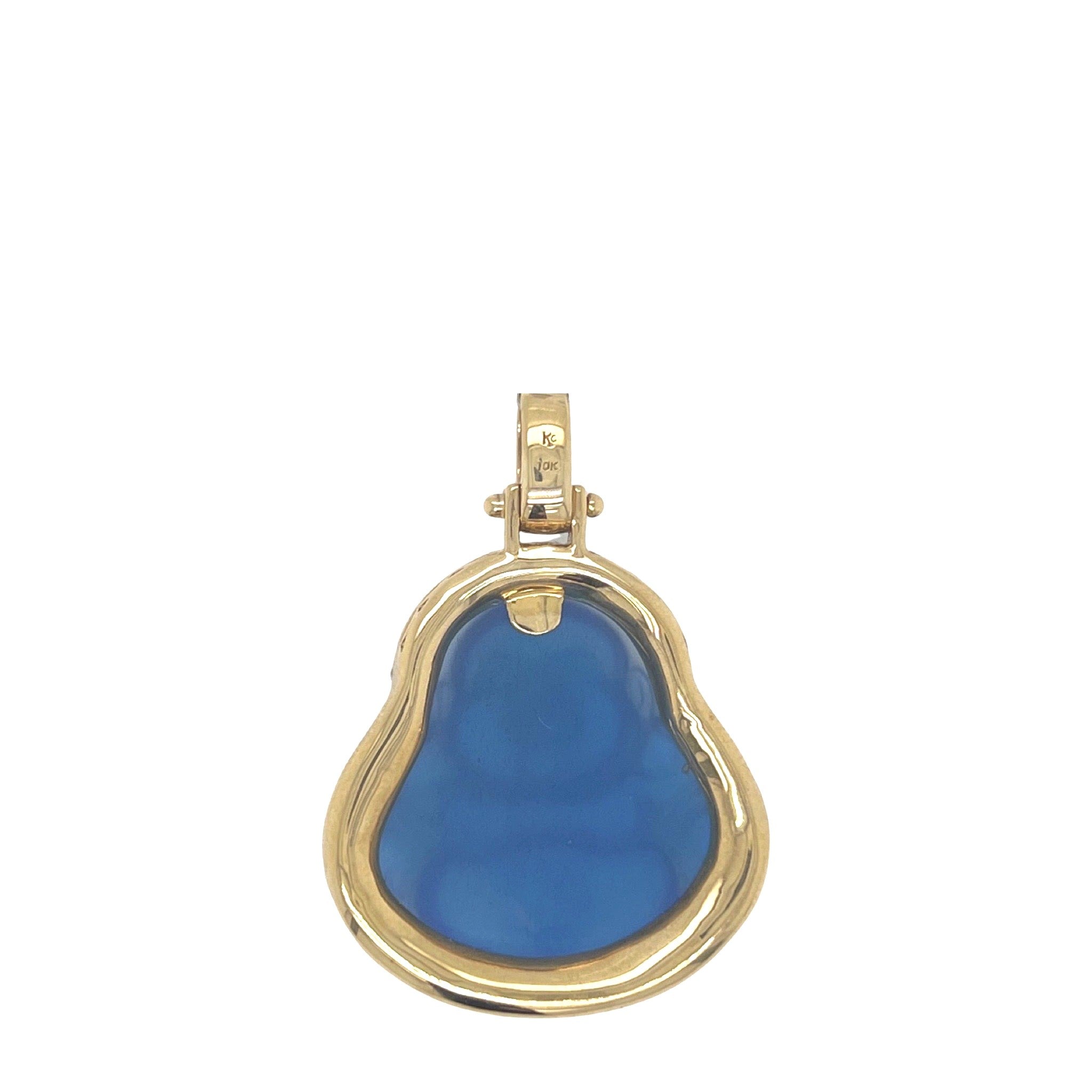 10K Yellow Gold Laughing Buddha Diamond Pendant 0.65 CT 1.65"