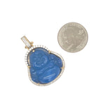 10K Yellow Gold Laughing Buddha Diamond Pendant 0.65 CT 1.65"