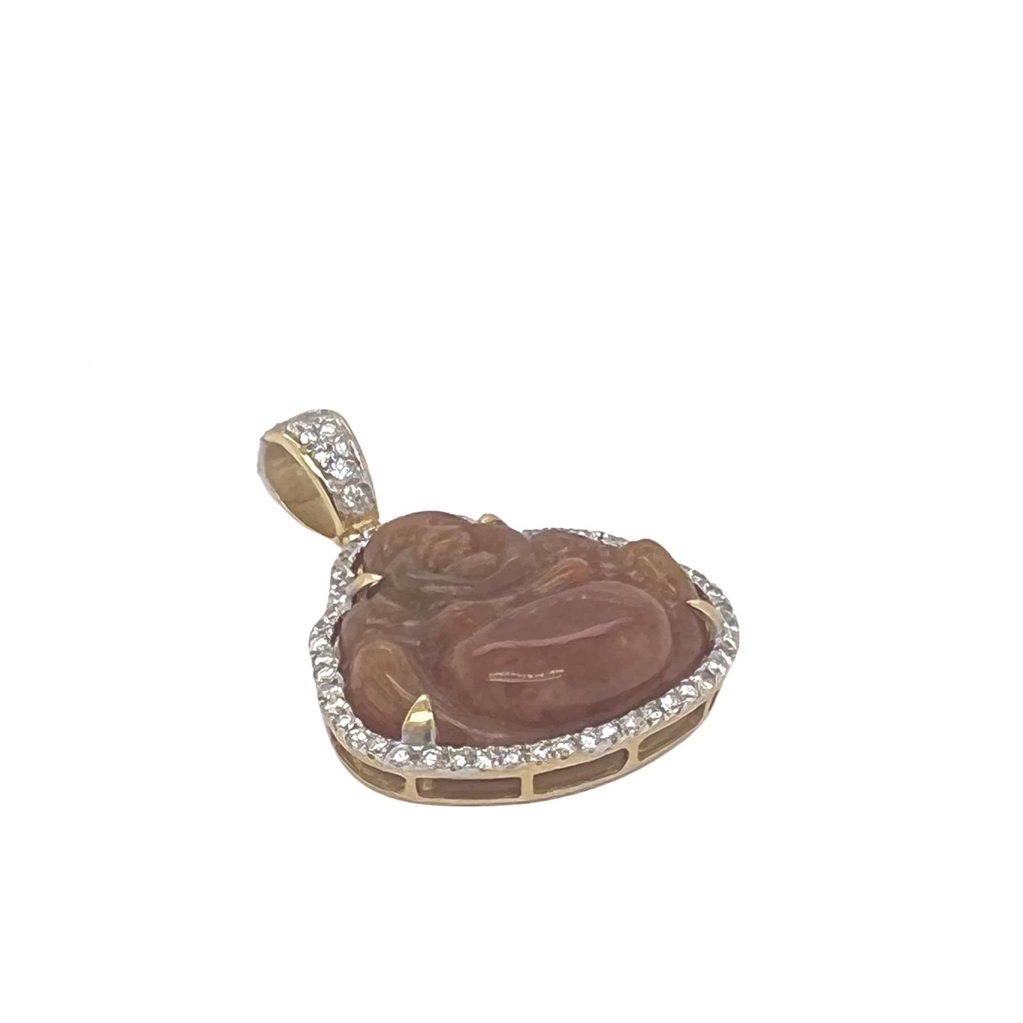 10K Yellow Gold Laughing Buddha Diamond Pendant 0.50 CT 1.25"