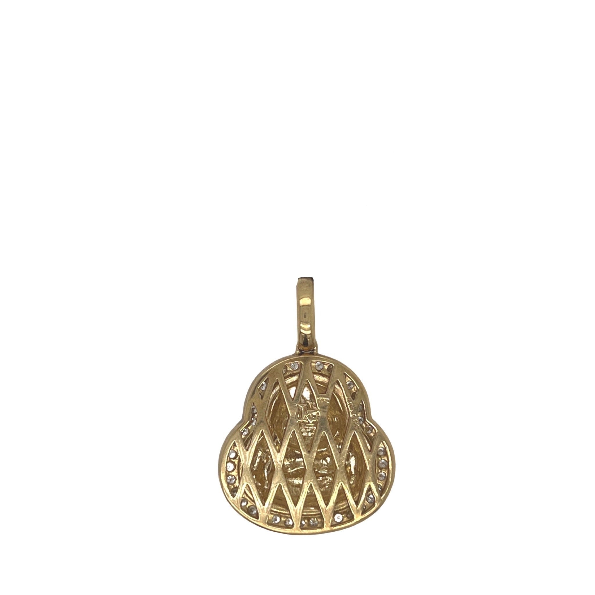 10K Yellow Gold Matte Finish Laughing Buddha Diamond Pendant 0.83 CT 1.4"