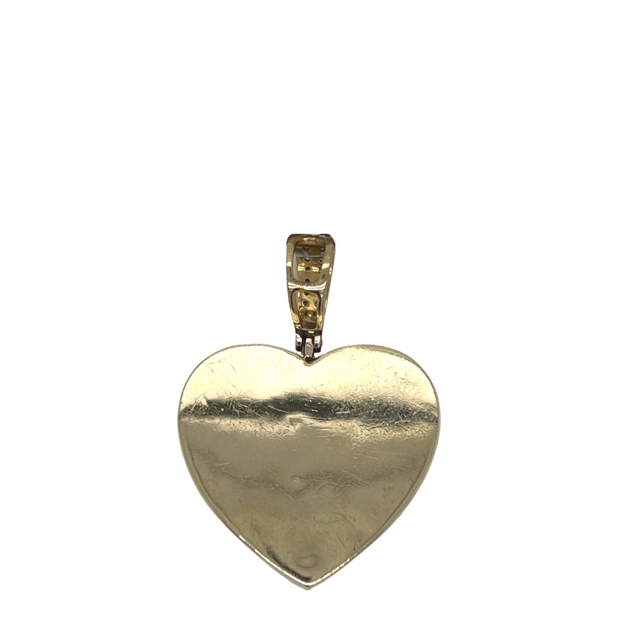 10K Yellow Gold Heart Baguette Diamond Pendant 2.18 CT 1.4"