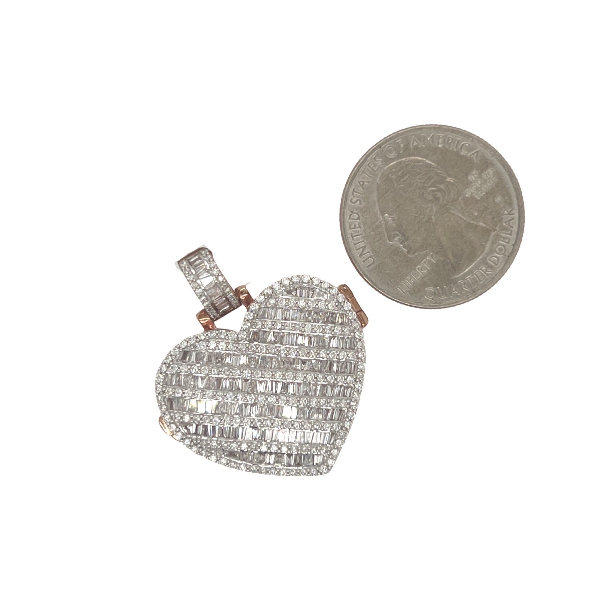 10K Rose Gold Heart Locket Memory Diamond Pendant 2.52 CT 1.35"