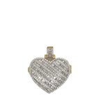 10K Yellow Gold Heart Locket Memory Diamond Pendant 2.75 CT 1.35"