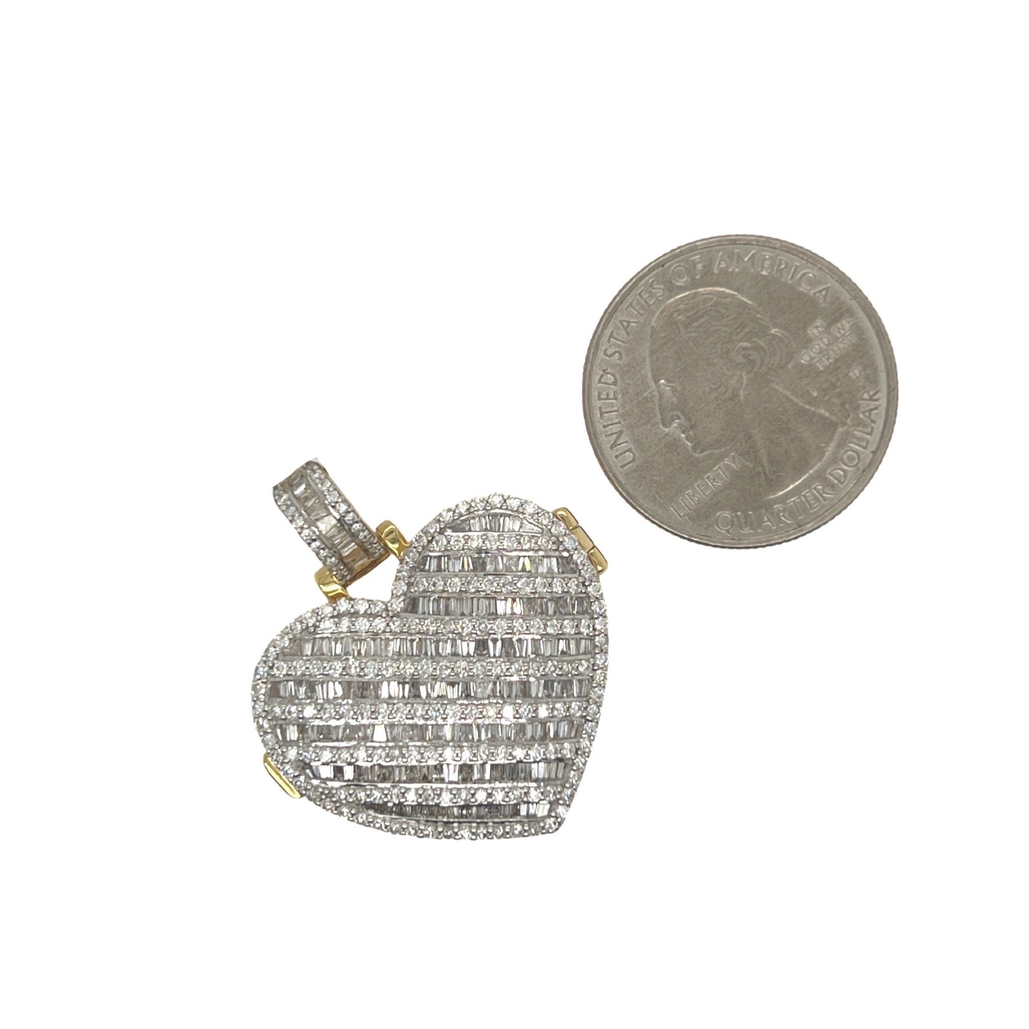 10K Yellow Gold Heart Locket Memory Diamond Pendant 2.75 CT 1.35"
