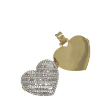 Load image into Gallery viewer, 10K Yellow Gold Heart Locket Memory Diamond Pendant 2.75 CT 1.35&quot;
