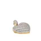 10K Yellow Gold Heart Locket Memory Diamond Pendant 2.75 CT 1.35"