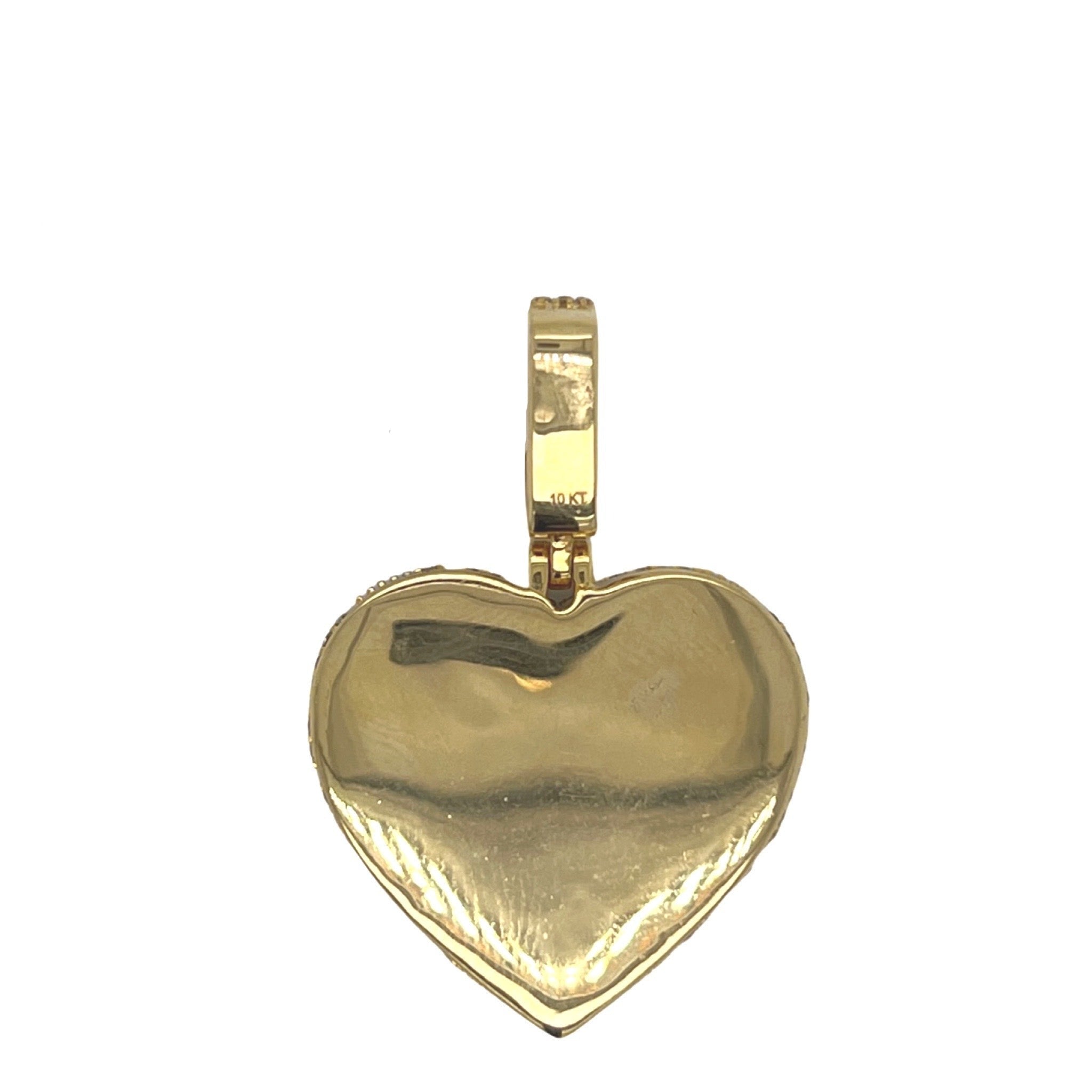 10K Yellow Gold Heart Emerald VS Diamond Pendant 3.82 CT 1.5"