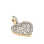 10K Yellow Gold Heart Emerald VS Diamond Pendant 3.82 CT 1.5"