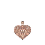 10K Rose Gold Puffed Heart VS Diamond Pendant 2.41 CT 1"