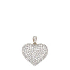 10K Yellow Gold Puffed Heart VS Diamond Pendant 2.41 CT 1"